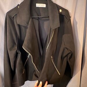 Women's Black Asymmetric Zip Leather-Style Jacket